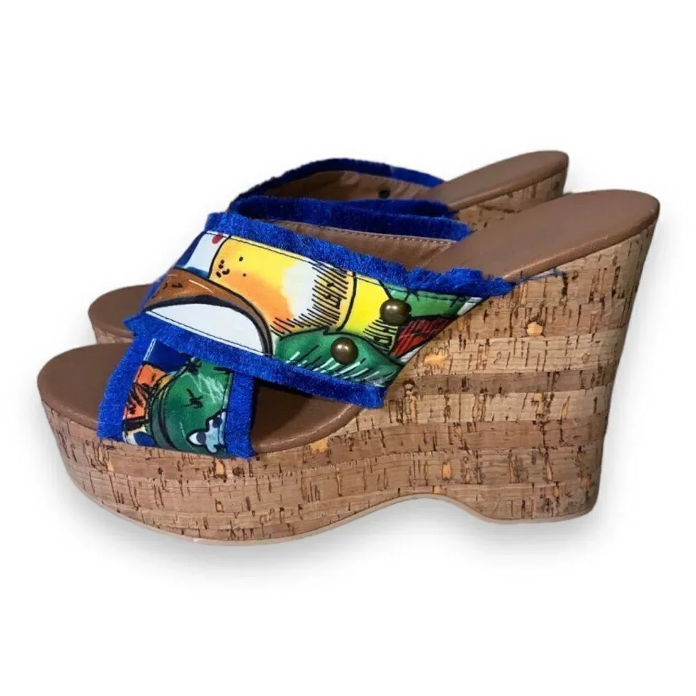 Antica Sartoria by‎ Giacomo Cinque Colorful Wedge Sandals Women's 10.5
